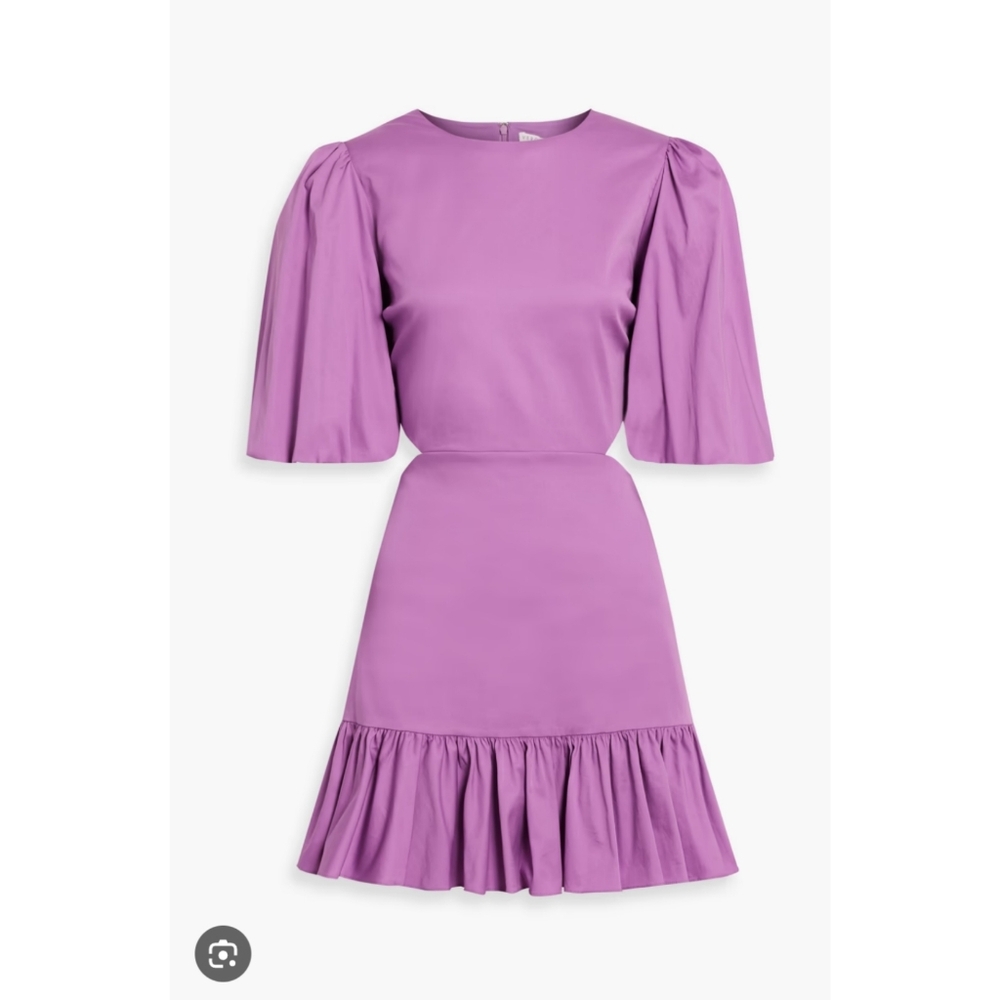 Veronica Beard Iker Cutout Ruffled Hem Crew Neck Cotton Blend Mini Dress Size: 4